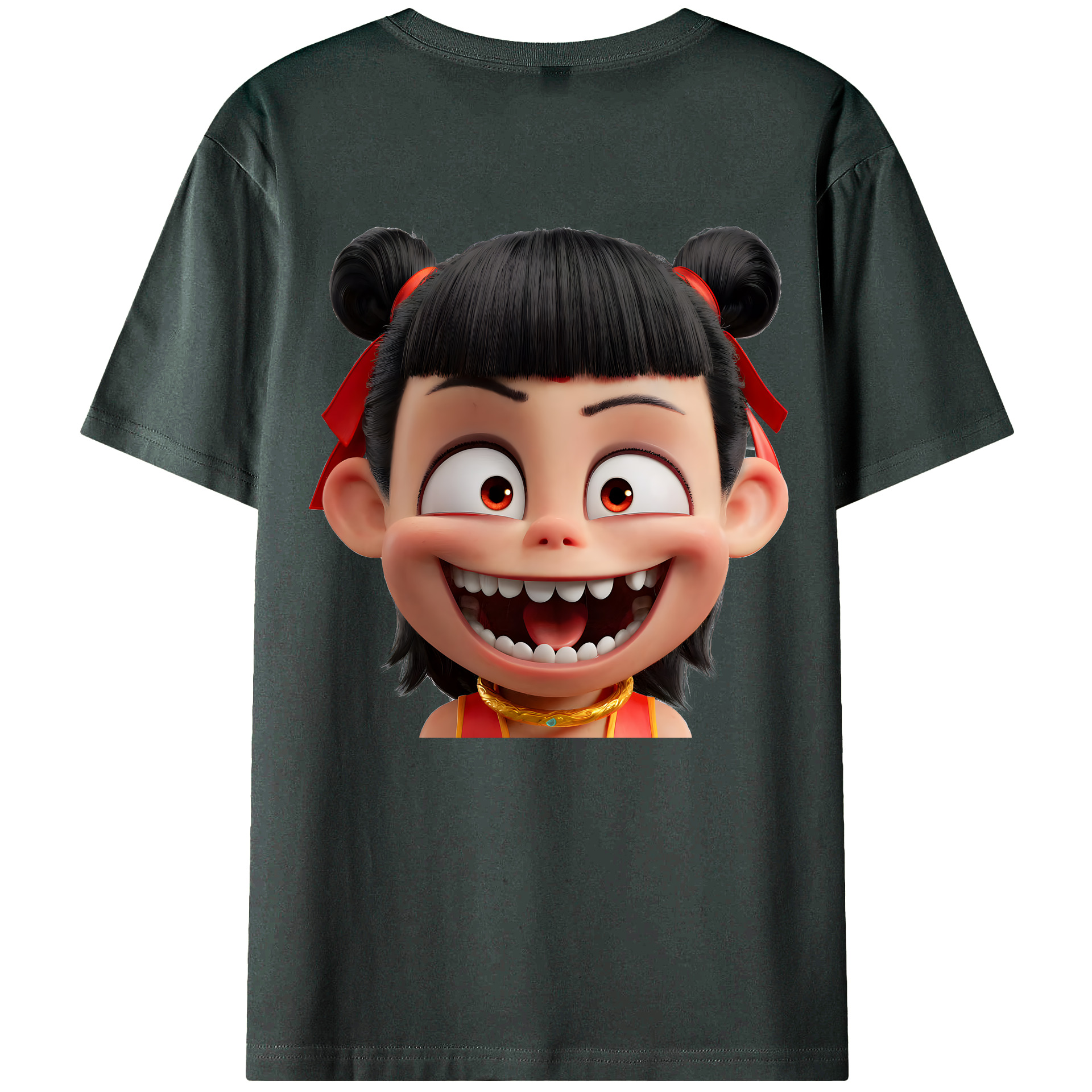 （画像用） Ne Zha 2 ナタ 魔童の大暴れ 綿100％ メンズ半袖Tシャツ（バックプリント） 通気性